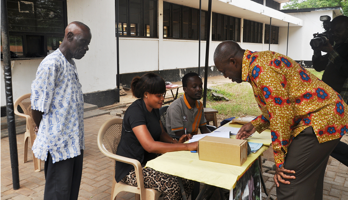 Vice-President Kwesi Amissah-Arthur going through the verification process